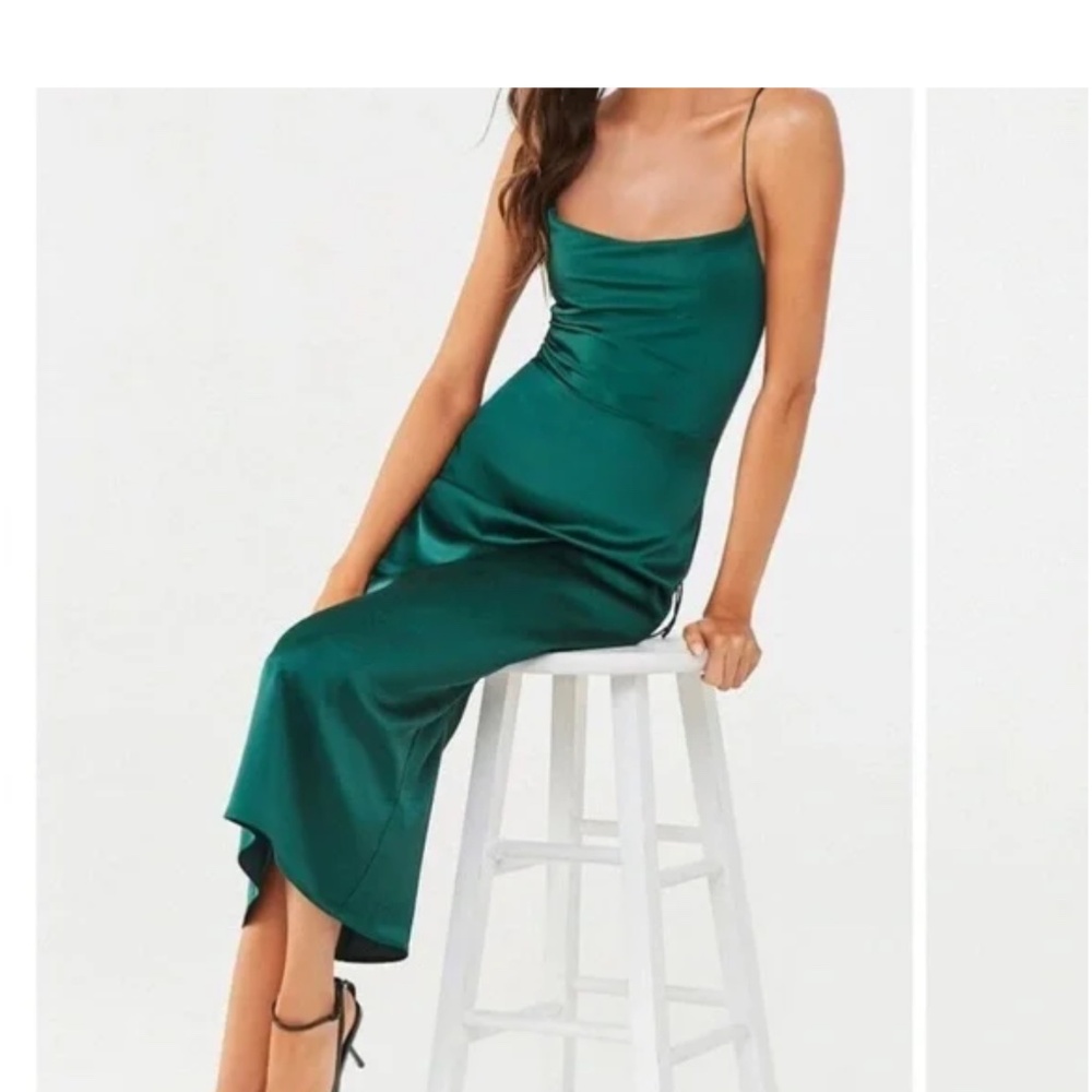 Satin Green Midi Dress